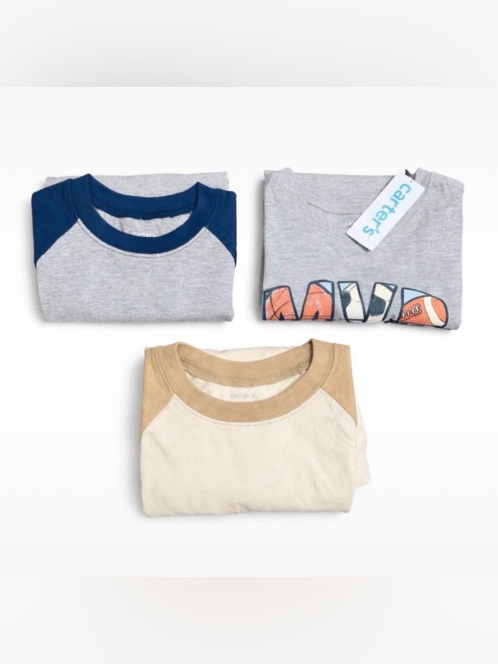 Carter’s Boys 3 Pack Long Sleeve Shirts Size 5T NWT Cotton Bundle